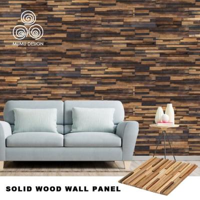 China 3D DESIGN 3D Parquet MUMU Slab Wooden Wall Mosaic Old New Wooden Boat Wall Cladding Ideal Wood Decorative Products Material for sale