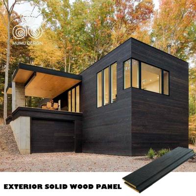 China MUMU Eco-friendly Design Charcoal Shou Sugi Ban Carbonized Burnt Wood Siding Exterior Facade Panels Exterior Wood Wall for sale