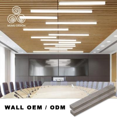 China Artistic Wood Ceilings MUMU MDF Ceiling Products , Eco Friendly Sustainable Covered Wallboard Slatted Ceiling Panel for sale