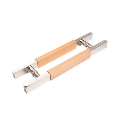 China Factory direct sale stainless steel 304 wooden rectangular large porch glass door pull handle en venta