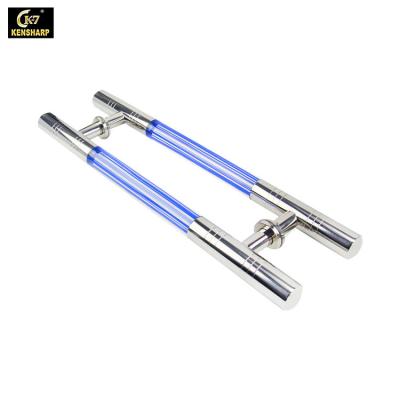 China Gorgeous Glass Door Handle H-type Door Handle Party Hotel Room Cabinet Pull Blue Crystal Glass Door Handle en venta