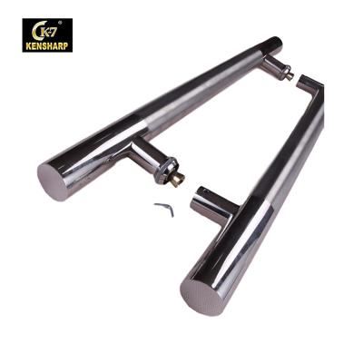 China Silver Glass Door Handle Push Handle Wholesale Modern Stainless Steel Bathroom Shower Glass Door Handle en venta