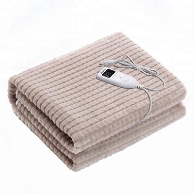 China 220V Double Side Fire Retardant Flannel Fleece Heated Electric Throw Blanket For Winter for sale