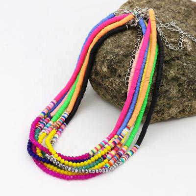 China Colorful Clay Beaded Shell Necklaces Summer Bohemian Beach Jewelry Gold Shell Women Necklaces CLASSIC for sale