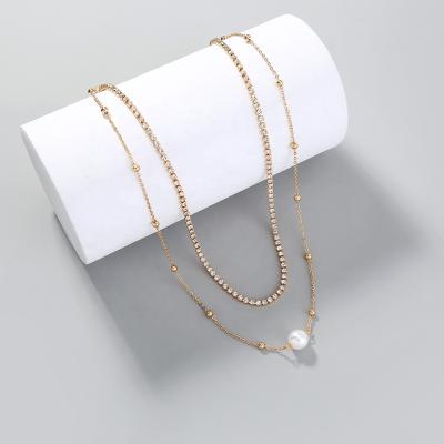 China CLASSIC Multilayer Elegant Imitation Pearl Long Chain Pearl Necklace Gold Plated Alloy Personality Decorative Jewelry Gifts Beautifully for sale