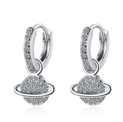 China New Fashion Latest Jewelry CLASSIC Bohemian Collection Custom Silver Pave CZ Planet Circle Earring For Woman Jewelry for sale