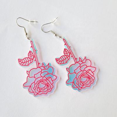 China Fashion new hot sale wholesale CLASSIC design acrylic red rose charms earrings rose jewelry dangle earrings for sale