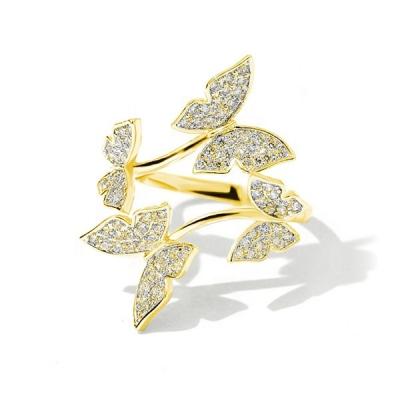 China Fashion CLASSIC Cute Zirconia Women Animal Open-Rings Flying Butterfly Romantic Birthday Gift For Girlfriend for sale