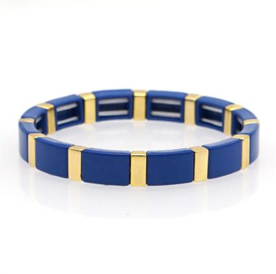 China BOHEMIA Enamel Tila Beads Elastic Bracelets New Fashion Boho Enamel Color Colorful Unisex Stretch Bracelets Bangles For Women Bangle for sale