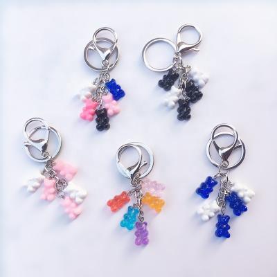 China Promotion Gift Wholesale Cute Bear Key Chain Flatback Resin Gummy Pendant Charms Colorful Handbag Key Chain For Women for sale