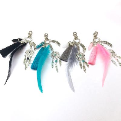 China Beautiful New Fashion Turquoise Key Chain Wholesale Natural Leaf Alloy & Car Key Chain Key Chain Dream Catcher Chain for sale