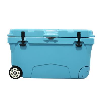 China Logo Hiking Fishing Camping Large Capacity Insulated Ice Beer Cooler Custom Hard Box Cooler Insulated Hard Cooler With Wheels for sale