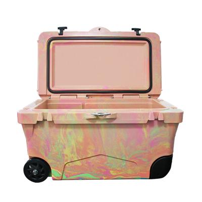 China Hangkong 50QT Plastic Insulated Ice Cooler Heavy Duty Rotomolded Hard Box With Wheels Insulation For Marine Hunting Camping for sale