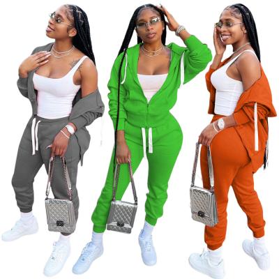 China QUICK DRY Zipper Logo Stacked Joggers Pants Set Thick With Side Pockets Winter Women Sweatsuit Hoodie Sweatshirt Fleece Suit Two Piece Set for sale