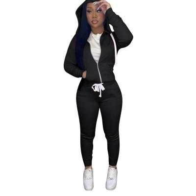 China New Fashion Solid Color Breathable Casual Long Sleeve Hoodies Set Women Jogging Suit for sale