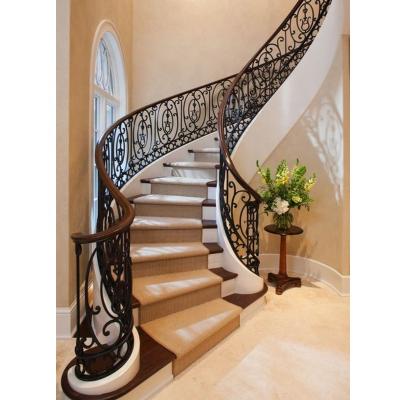 China Mid Century Simple Modern Wrought Iron Balustrade Curved Staircase Design for sale