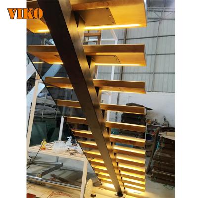 China From VIKO modern design modern steel wooden prefab straight staircase inside for sale