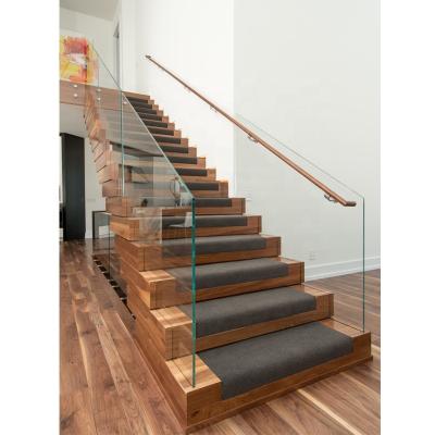 China Modern Contemporary Floating Staircase with Invisible Stringer Straight Stairs Wood Tread for sale