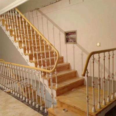 China Indoor Wrought Iron Wood Straight Balustrade Low Cost Stairs Wooden Staircase Design for sale