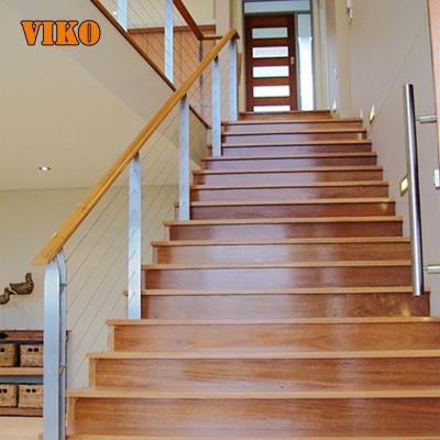 China VIKO Traditional Duplex Staircase Thick Rubber Tread Metal Stringers Wooden Stairs For Sale In Philippines for sale