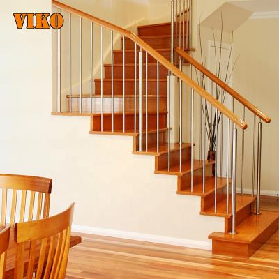 China Modern Exquisite Customized VIKO Handrail Acrylic Wood Baluster Stainless Steel Straight Staircase for sale