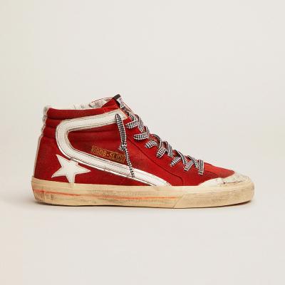 China Fashion Trend Penstar Slide Sneakers In Red Suede With Details White Goldens Sneakers Gooses Mens Shoes for sale