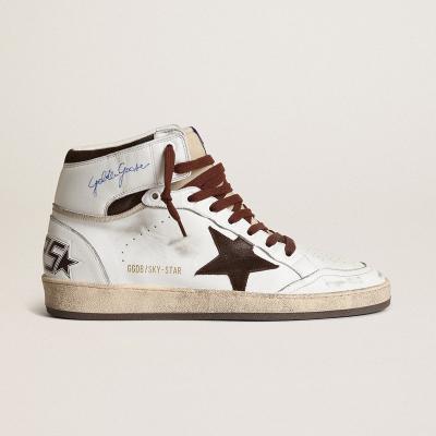 China Fashion Trend Men Shoes Sky-Star White Nappa Leather With Chocolate Suede Star Goldens Sneakers Gooses for sale