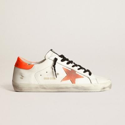 China Fashion Trend Goldens Sneakers Gooses Super-Star Sneakers With Star And Fluorescent Orange Heel Tag for sale