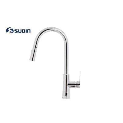 China Sense Faucets Single Handle Single Hole Kitchen Taps Brass Pull Down To Pull Out Kitchen Faucet for sale