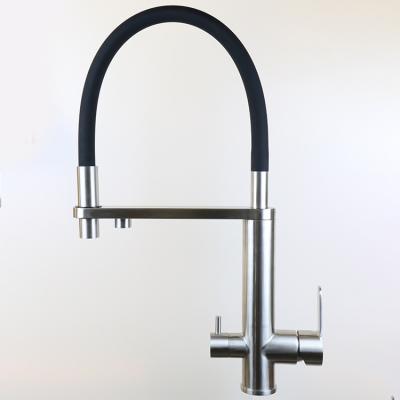 China Modern Sense Faucets Stainless Steel Water Filter Mixer Pure Black Pull Down Kitchen Sink Faucet for sale