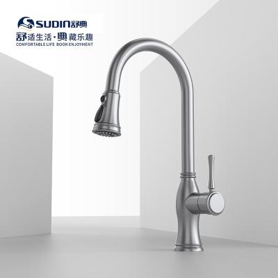 China Sense Faucets SUS304 Commercial Restaurant Industrial Style Pull Out Kitchen Sink Faucets Mixer Taps for sale