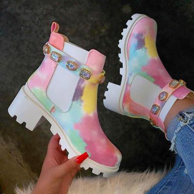 China Other Fashion Wholesale Thick Heel Short Boots Water Diamond Casual Women's Boots for sale