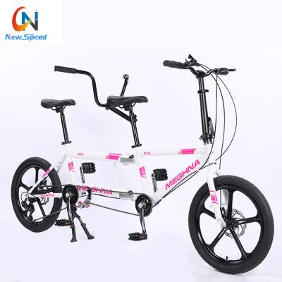 China Double Seat Folding Tandem Bike Light Weight Adult Foldable Tandem Bicycle Leisure Guided Tandem Bicycle for sale