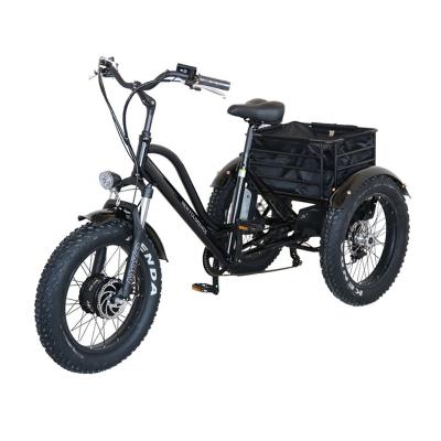 China Steel/Alloy Cheap Electric 3 Wheels Bike 20/24 Inch Fat Tire Electric Tricycle 3 Wheel Electric Bike Snow Tricycle for sale