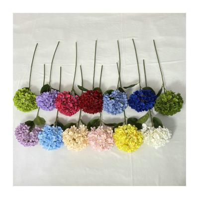 China Wholesale Beautiful Real Touch Colorful Dried Flowers Preserved Stem Hydrangea Flowers For Wedding Decoration for sale