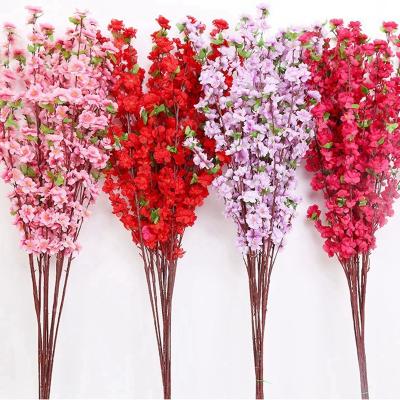 China Beautiful Cherry Blossom Tree Branches Flowers Artificial Simple Silk Colored for sale