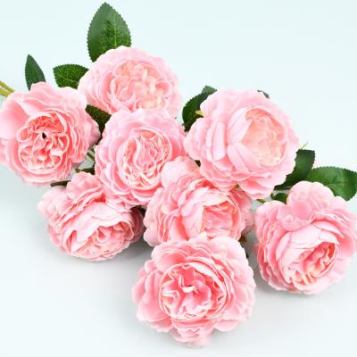 China Beautiful Exquisite Wedding Colorful Artificial Flower Peony Flower Bouquet 3 Heads Peony Bouquet Artificial Flower Home Wedding Group for sale