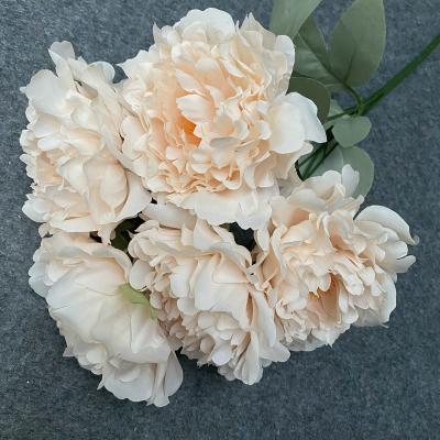 China Beautiful Exquisite Group Wedding Colorful Peonies Artificial Flower Bouquet 5 Heads Artificial Flower Peonies Home Wedding for sale