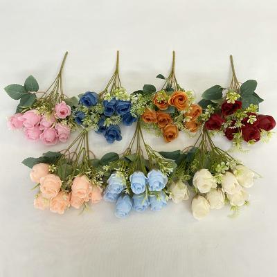 China Hot Sale Wedding Beautiful Artificial Flower Heads Colorful Rose Flower Bouquet Decoration Smooth Cream Decor 7 for sale