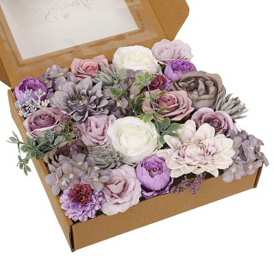 China Mother's Day Eco-Friendly Gift Boxes Stems Artificial Flowers Leaves Dahlia Wedding Diy Bouquets Artificial Roses Peony Flower for sale