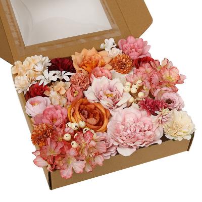 China Eco-Friendly Artificial Flowers Dahlia Brunt Orange Terracotta Flowers Combined For Diy Wedding Bouquets Centerpieces Arrangements Decorations for sale