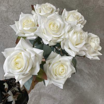 China Silk White Flowers Wedding Artificial Rose Backdrop Bouquets Flower Rose Fashional Artificial Flowers SuperZ Decoration Bouquet for sale