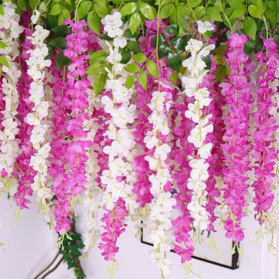 China White Wisteria Wedding Success Artificial Silk Flower Silk Flower Wholesale Beautiful Wisteria Colorful Home Wedding Preserved Flowers for sale