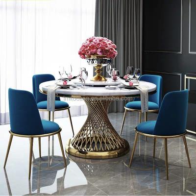 China Italy Modern New Design White Marble Dining Table With Susan European Modern Dining Room Lazy Furniture Gold Low Round Dining Table for sale