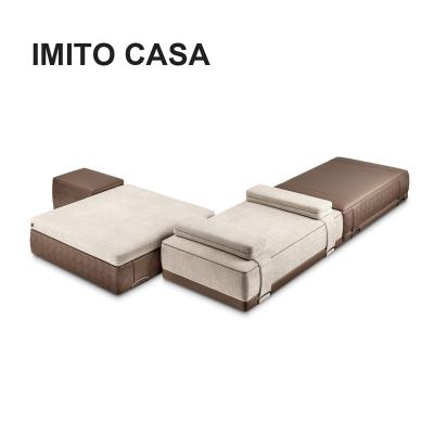 China Living Room Reconfigurable Sofa Set Brown Leather Combination Sofa Set Corner Sofa Fashion of MAISON Italian luxury sectional furniture IMITO sofa for sale