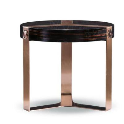 China Strong Luxury Italian Furniture Living Room Furniture Stainless Steel Combined With Wooden Small Coffee Table for sale