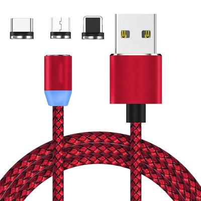 China Isolated; Low tension ; coaxial; Hot Selling Electric 3 In 1 Multi Micro C Type Lighting USB Nylon Magnetic Fast Charging Cable for sale