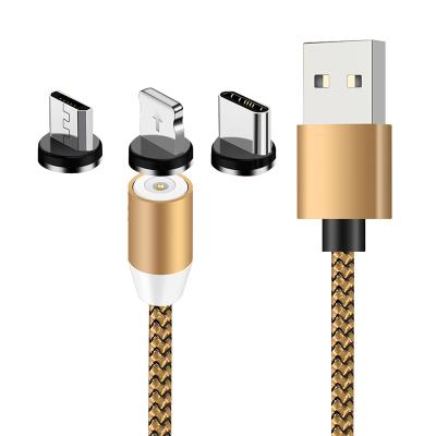 China Isolated; Low tension ; coaxial; Electric Hot 3 in 1 USB Magnetic Nylon Braided Quick Charging Cable for Smart Mobile Cell Phone for sale