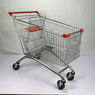 China Warehouse Supermarket Zinc Metal Shopping Cart 210L European Style for sale