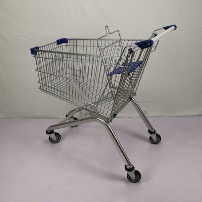 China 125L Zinc Powder Coating Metal Shopping Trolley Supermarket Shopping Cart for sale